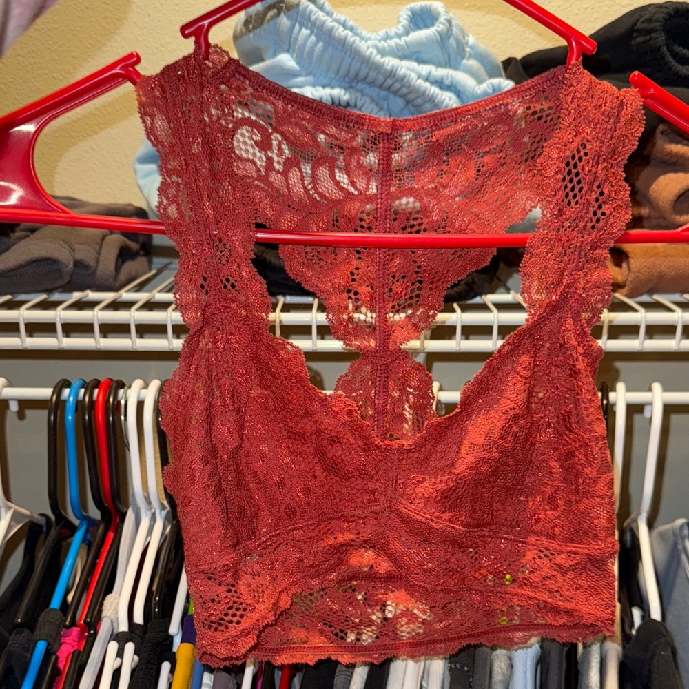 Lace Racerback Bralette - Rust Red - Picture 1 of 1